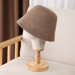100%Pure Wool Women's Bucket Hat Korea Fashion Vintage Fisherman Panama Cap Autumn Winter Warm Soft Foldable Wollen Chapeau