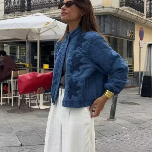 SLTNX Women's Quilted Stand Collar Padded Jacket Long Sleeve Pocket Casual Fall Winter Coat