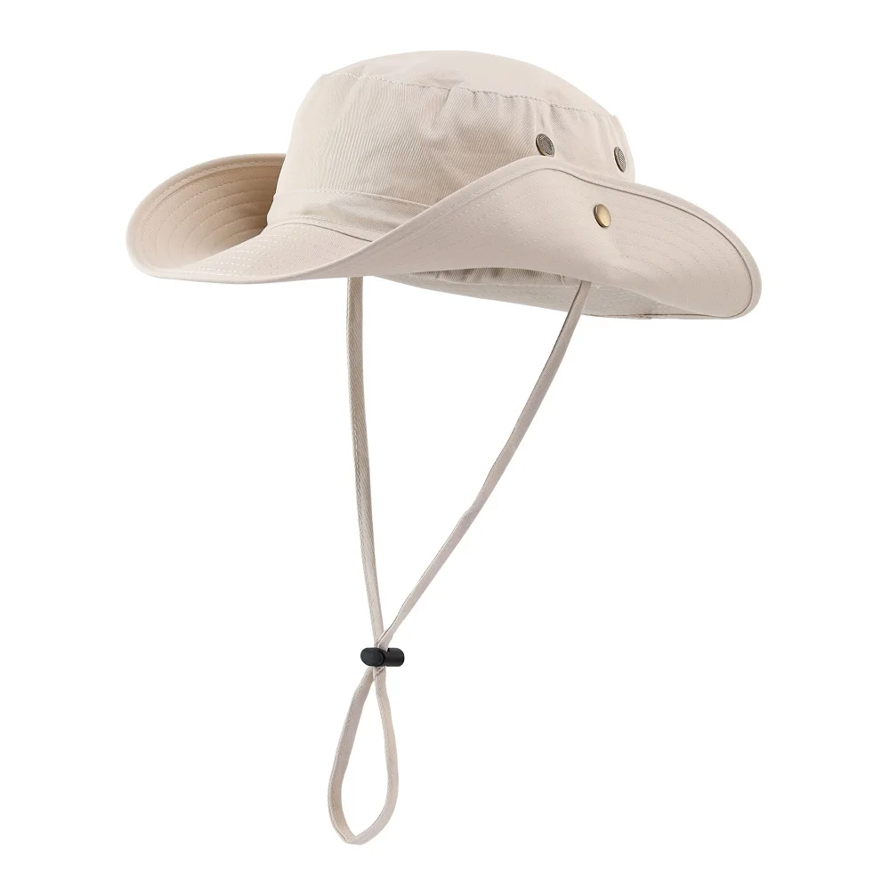 Connectyle Men's Women Boonie Sun Hat Wide Brim Adjustable Breathable Cotton Safari Hat with Strap UV Protection Outdoor Caps
